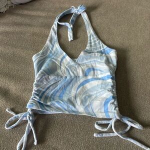 Hollister blue and white halter top